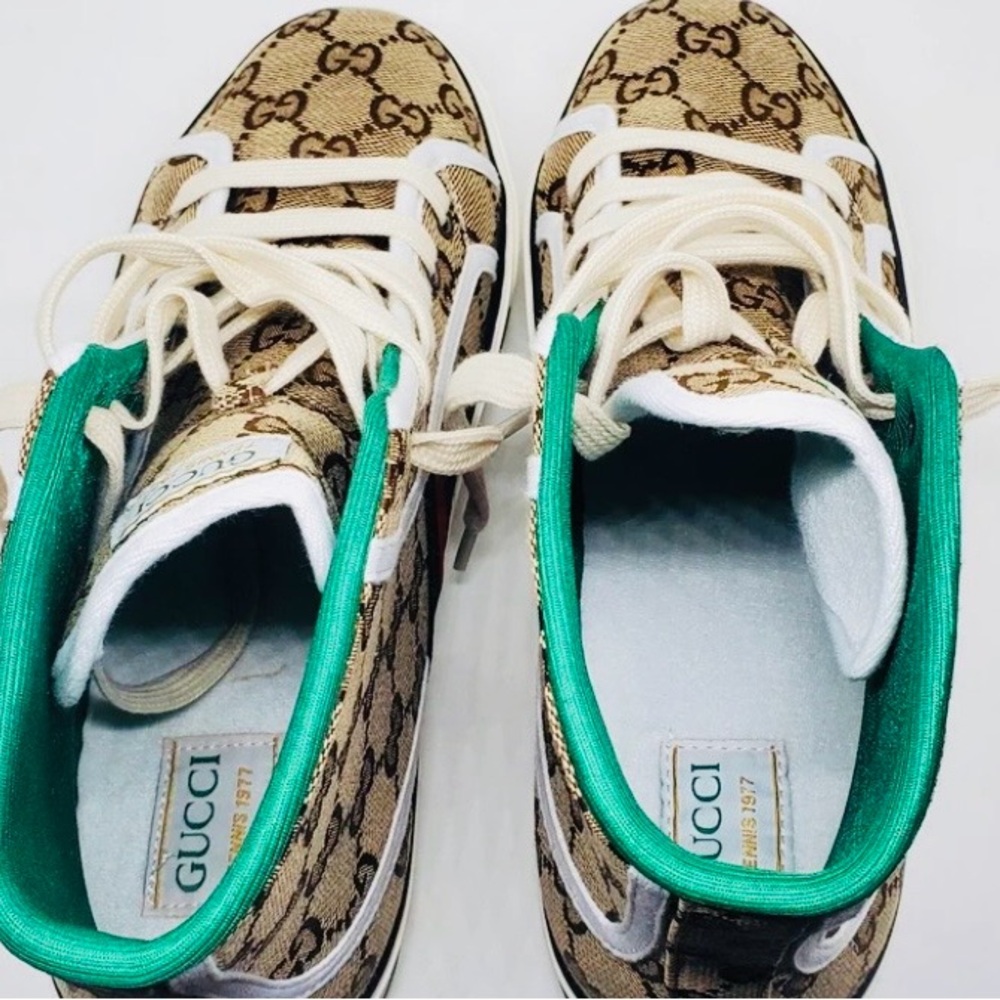 Gucci Beige High-Tops with Green and Red Accents - Picture 9 of 9